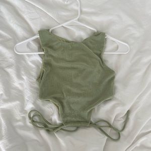 Princess Polly Green Cut Out Crop Top with Tie